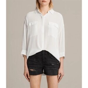 All Saints Milson Shirt in Chalk White Button Down Blouse Medium Business Casual